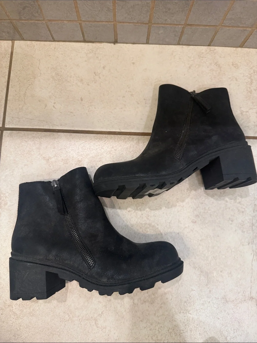 Girls Black Ankle Boots with Side Zipper